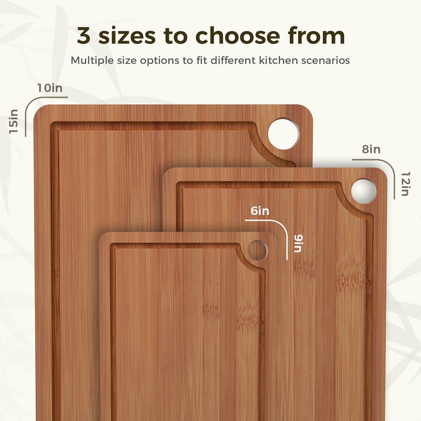 Bamboo Cutting Board Set of 3 - 3 sizes to choose from, small medium and large
