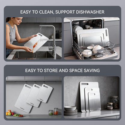 Titanium Cutting Board Set of 3 - Easy to clean, dishwasher safe, most flexible size
