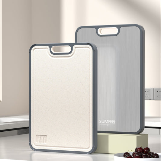 Sumzzz Titanium/PP 2-in-1 Cutting Board - Set of 1 (15.55" x 10.79"), Silver

