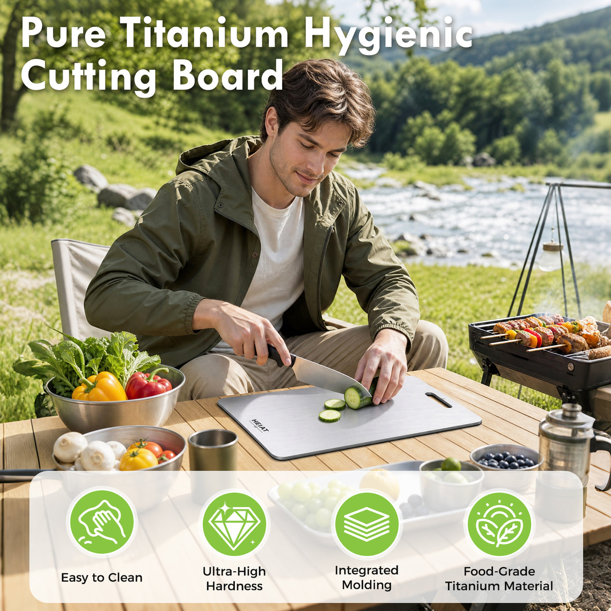 100% Titanium Cutting Board Set of 3, Double-Sided Kitchen Boards