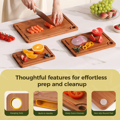 Bamboo Cutting Board Set of 3 - thoughtful features for effortless prep and cleanup
