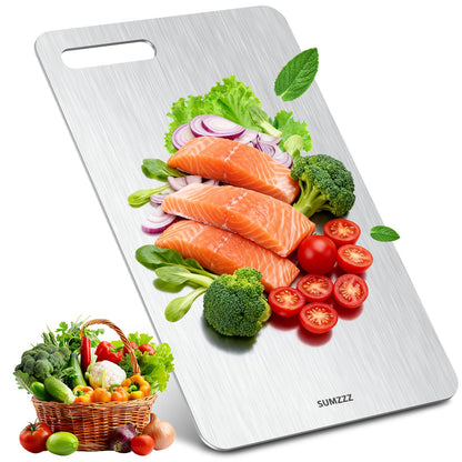 Titanium Cutting Board Set of 3 - Fresh salmon and vegetables on cutting board
