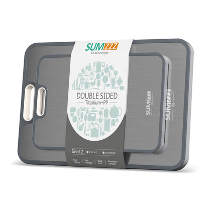 Titanium Cutting Board for Kitchen, Cutting Board Double Sided Food Grade, Pure Titanium/PP, Easy to Clean Large Size 15”×10.3”