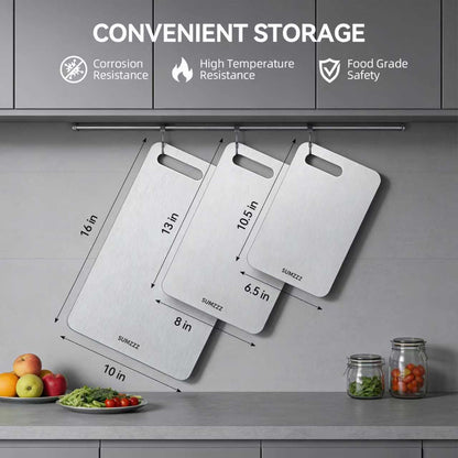 Titanium Cutting Board Set of 3 - Convenient storage, compact stackable design
