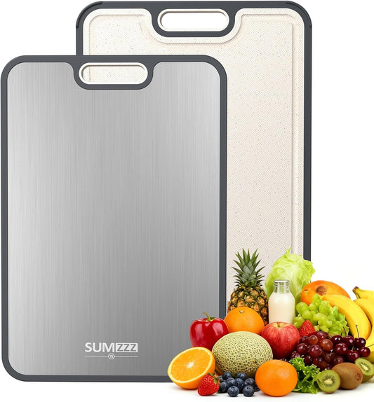Titanium Cutting Board for Kitchen, Cutting Board Double Sided Food Grade, Pure Titanium/PP, Easy to Clean Large Size 15”×10.3”