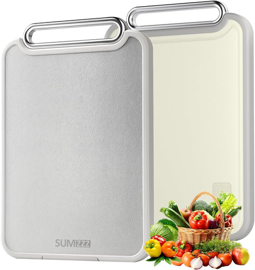 Stainless Steel Cutting Board for Kitchen, 2-in-1 Double-Sided Chopping Board, Food Grade Stainless Steel/PP, Easy to Clean, Large Size, Non-Slip, 16”×11”