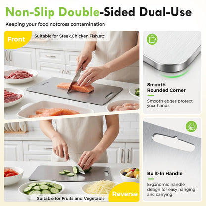 100% Titanium Cutting Board Set of 3, Double-Sided Kitchen Boards