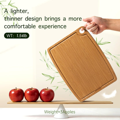 Sumzzz Bamboo Cutting Board - lighter, thinner design at only 1.54lb (weight of 3 apples), comfortable to hold