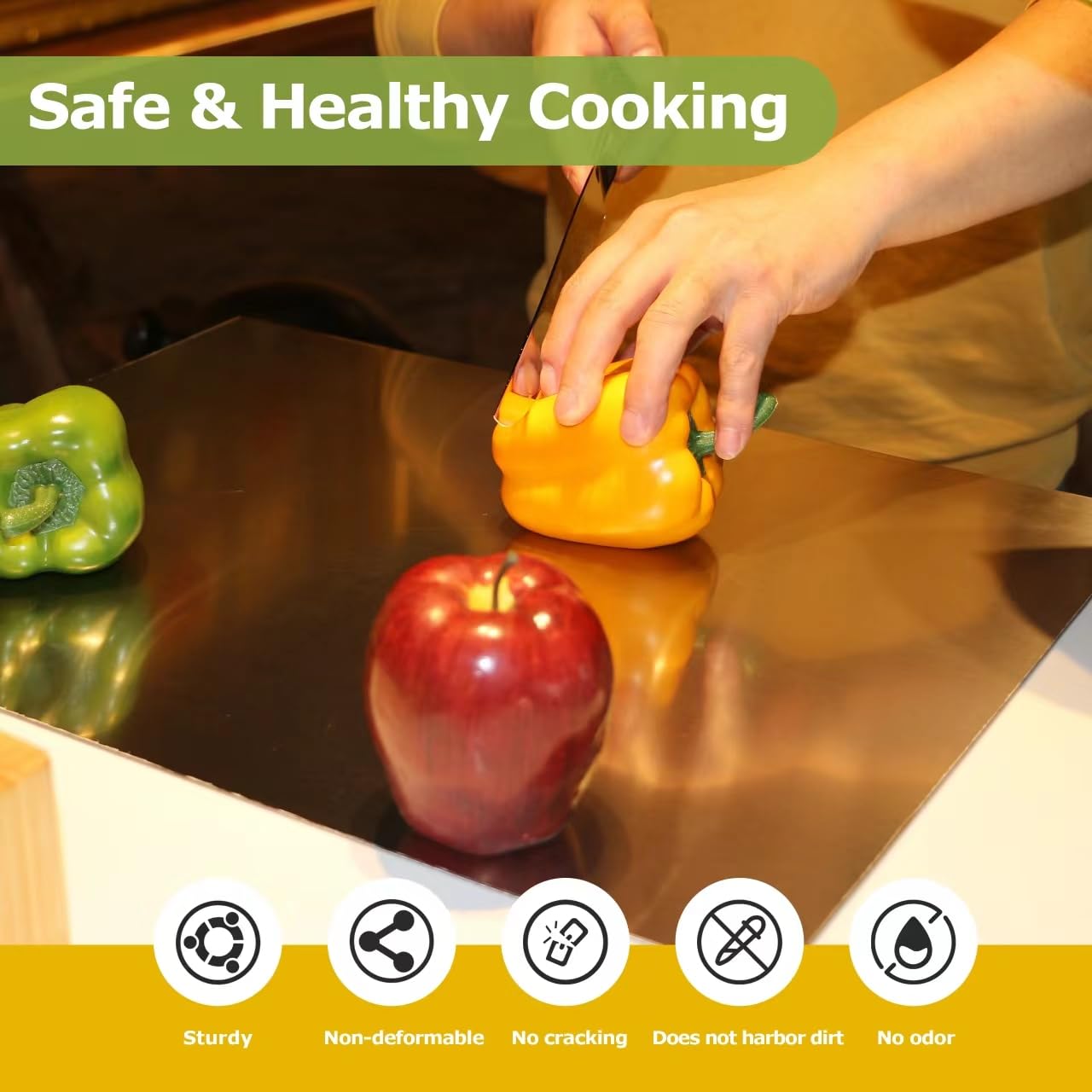 Stainless Steel Cutting Board - safe and healthy cooking, dishwasher safe, eco-friendly features
