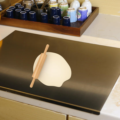 Stainless Steel Cutting Board - L-shape design demonstration, stabilized against countertop edge
